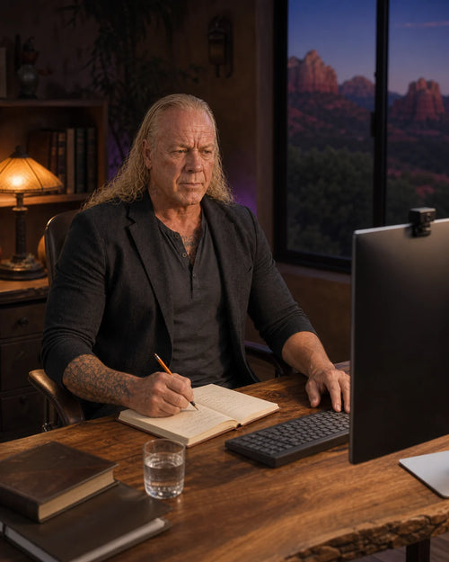Chance Davis conducts a private PSP deep-dive video consultation from his Sedona study.